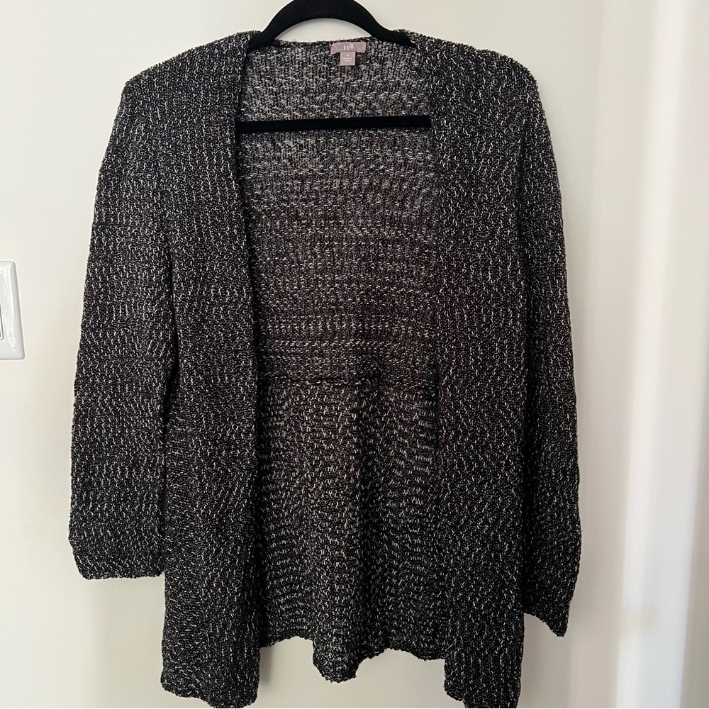 J.Jill Women's Black and Gray open front Sweater cardigan size Medium